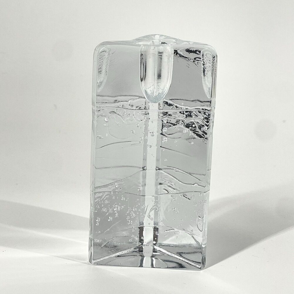 Vintage Littala Arkipelago Triangle Ice Bubble Candle Holder 5.25” MCM Sarpaneva